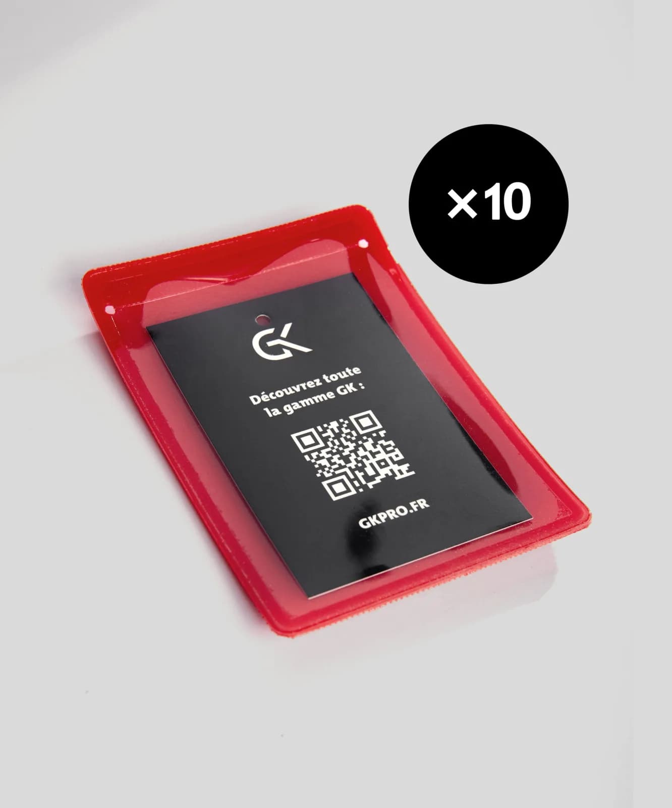 Support pour carte professionnelle avec velcro Rouge - Lot de 10