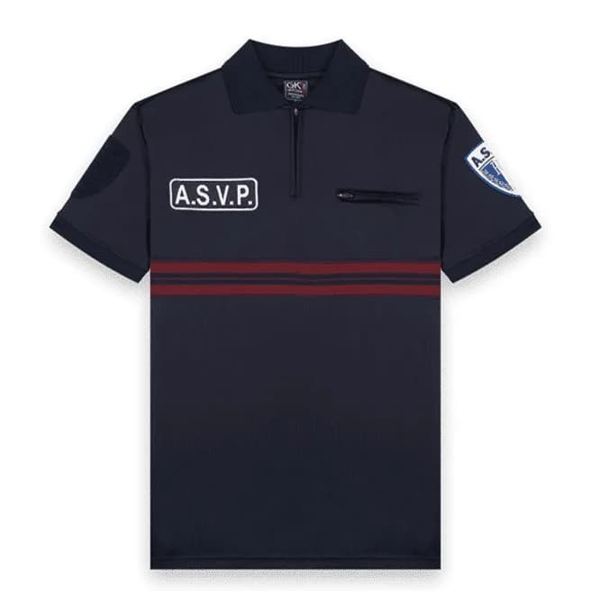 Polo ASVP Manches Courtes Zippé Maille Respirante
