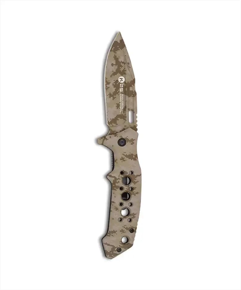 Couteau Pliant Tactique Pixel Tan – K25 — vue 2