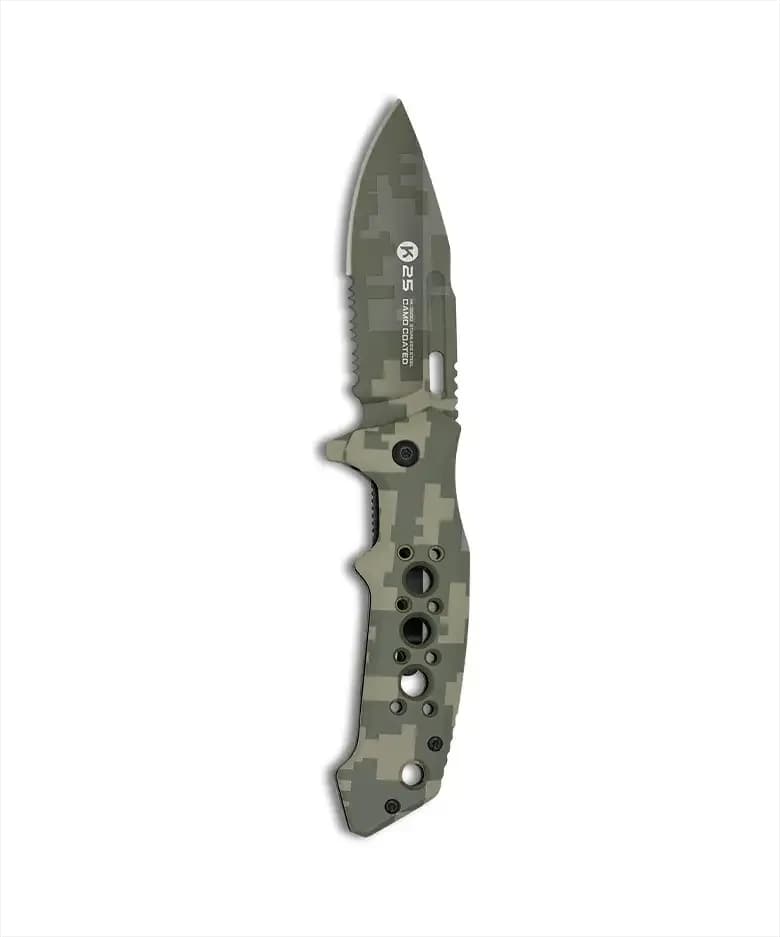 Couteau Pliant Tactique Pixel Vert – K25 — vue 2