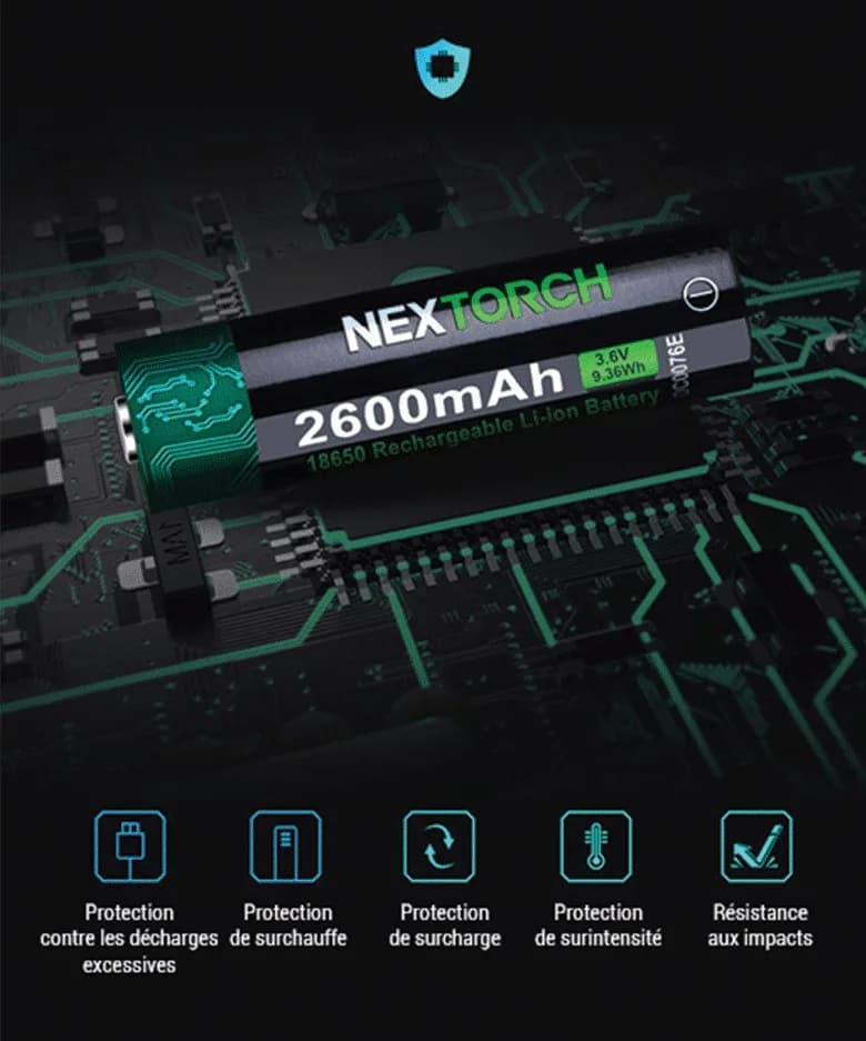 Batterie BW20024 18650 Li-on - NEXTORCH — vue 2